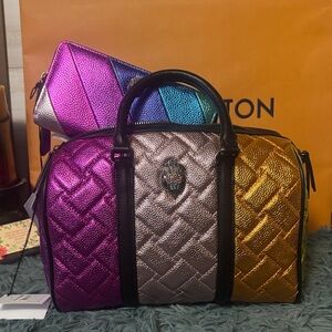 Kurt Geiger Purple, Blue, Gold, and Silver Quilted Satchel